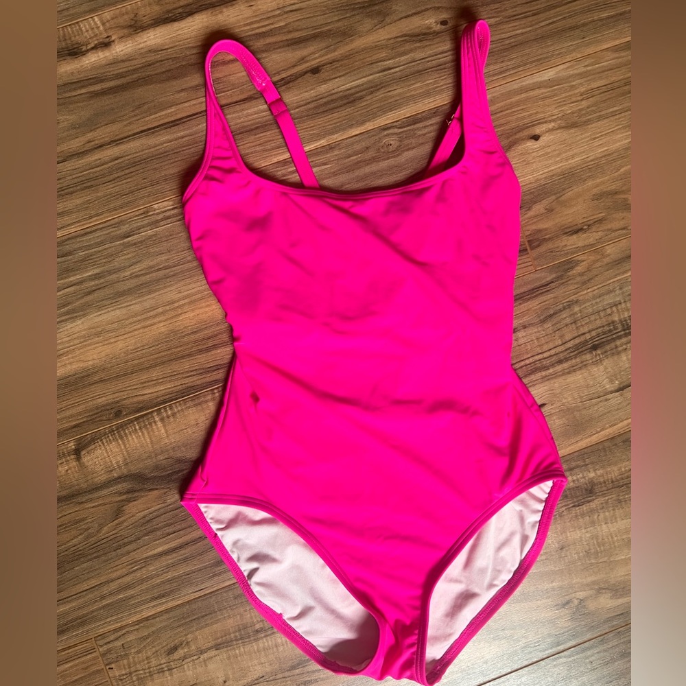 MICHAEL KORS Women's Hot Pink One Piece Swimsuit Laced-Up Back Size 12